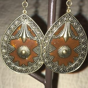 Gold and copper drop earrings